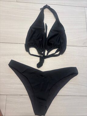 Onia Black Halter Bikini Set